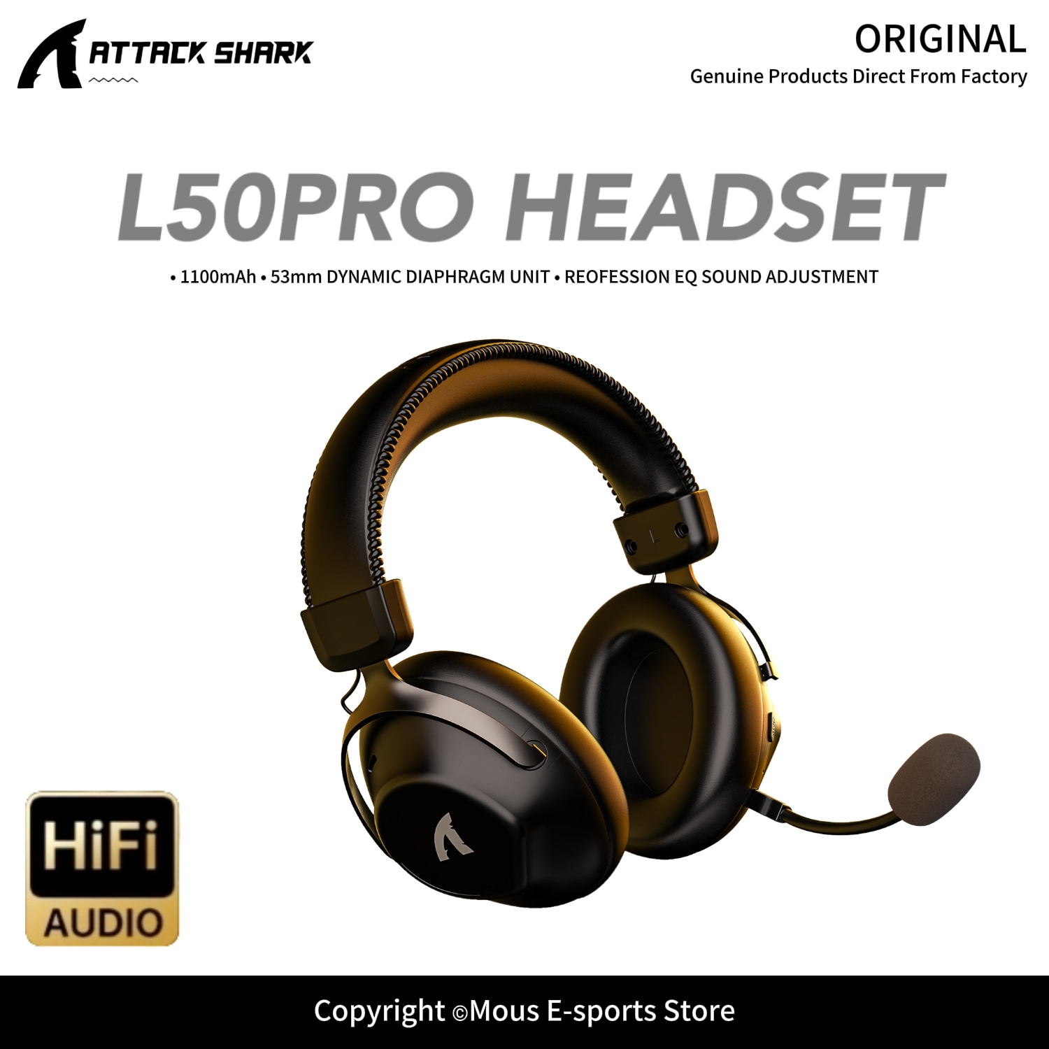 Esports Gaming Gear - ATTACK SHARK L50PRO Tri-Mode Wireless-Headset mit