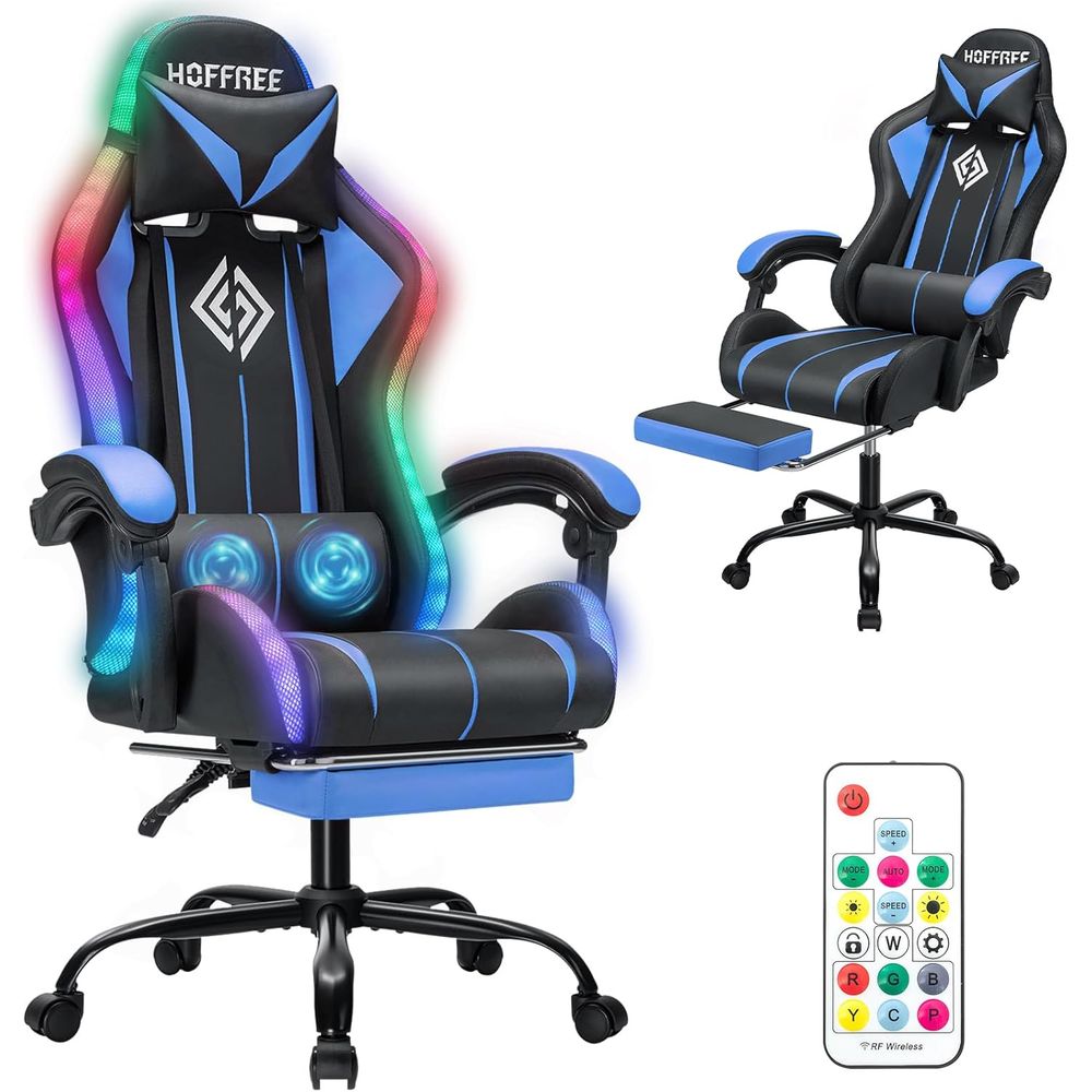 Video Gaming & Esports Usd Acc - LED-Gaming-Stuhl mit Massage RGB-Beleuchtung Computer-Spielstuhl -